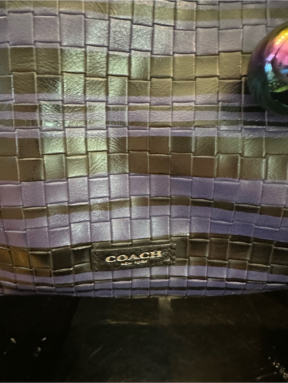 Coach#377 Bleecker Studio tote Blue & Black Woven embossed leather - Picture 7 of 15